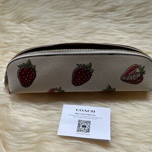 Coach White and Red Strawberry Pouch